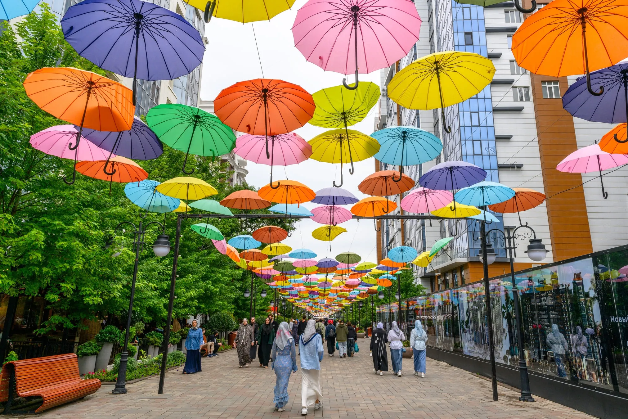 Take a walk along the Mahmud Esambayev Boulevard.